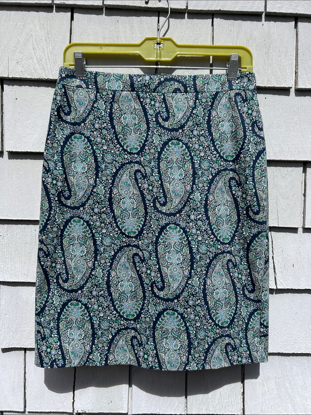 J. Crew Factory Paisley Navy Pencil Skirt in Teal and Navy -size 4